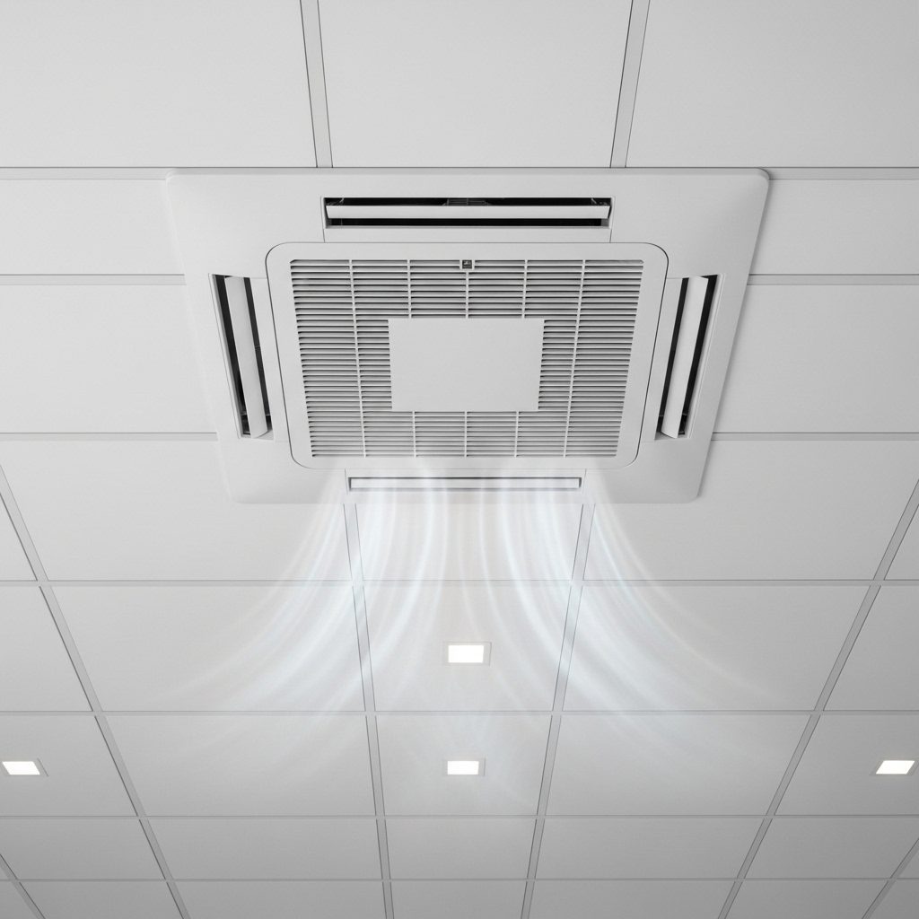 Cassette AC installed in office ceiling